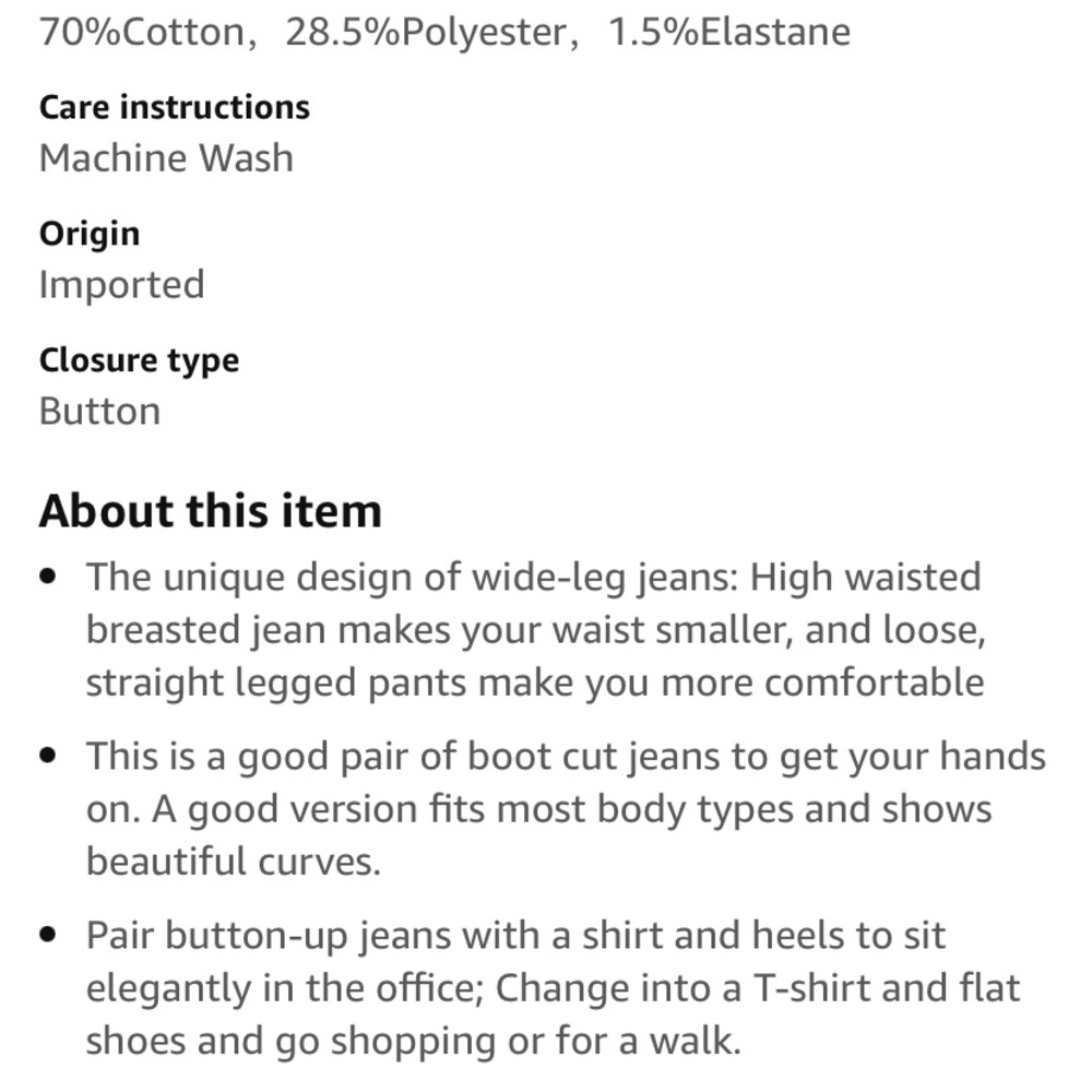 Sidefeel NWT wide leg, high waist, cropped stretchy button fly denim. Size 6 - Picture 5 of 7